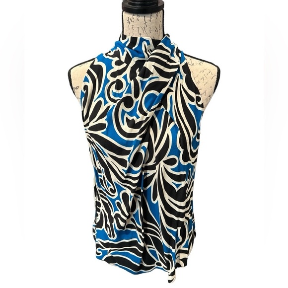 New Zara Abstract Print Draped Halter Top Sz Medium - Picture 3 of 5
